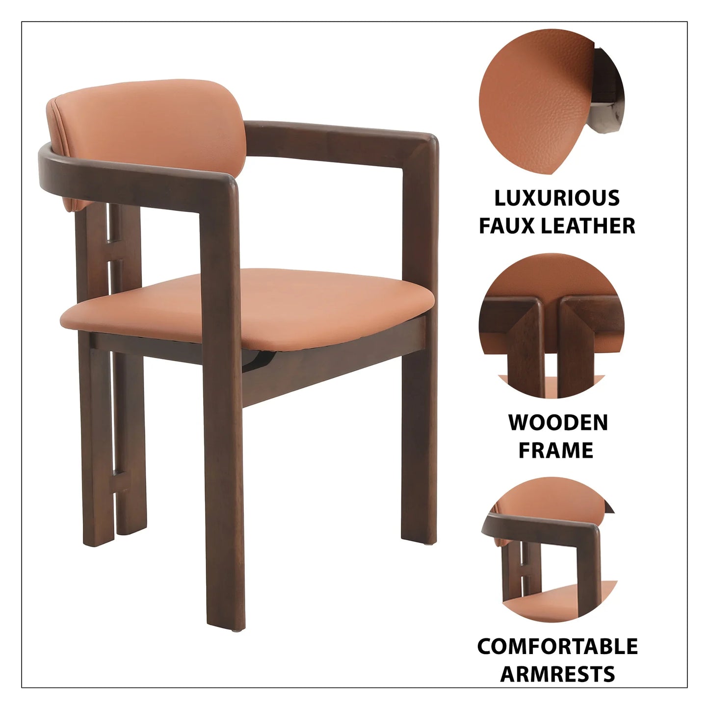 Velo Series Dining Chair with Upholstered Leather and Rubberwood Legs - Elax Furniture