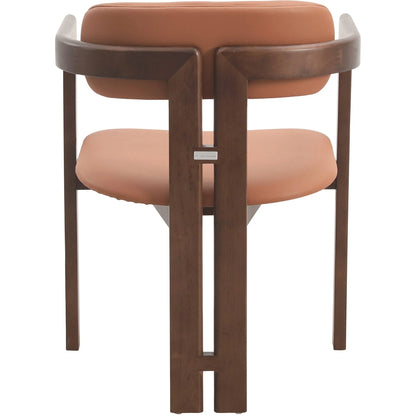 Velo Upholstered Leather Dining Chair with Open Back and Wood Legs Set of 2 - Elax Furniture