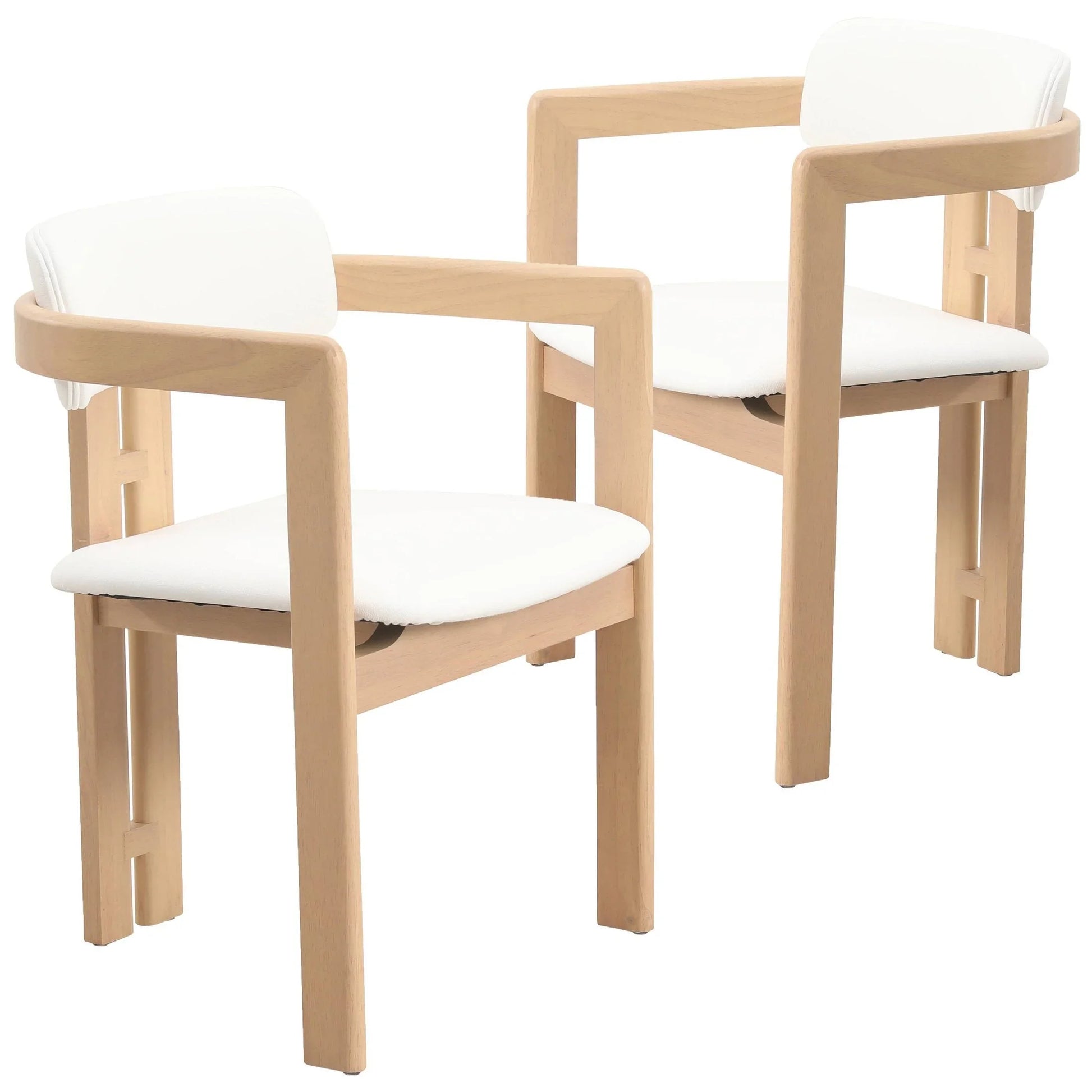 Velo Upholstered Leather Dining Chair with Open Back and Wood Legs Set of 2 - Elax Furniture