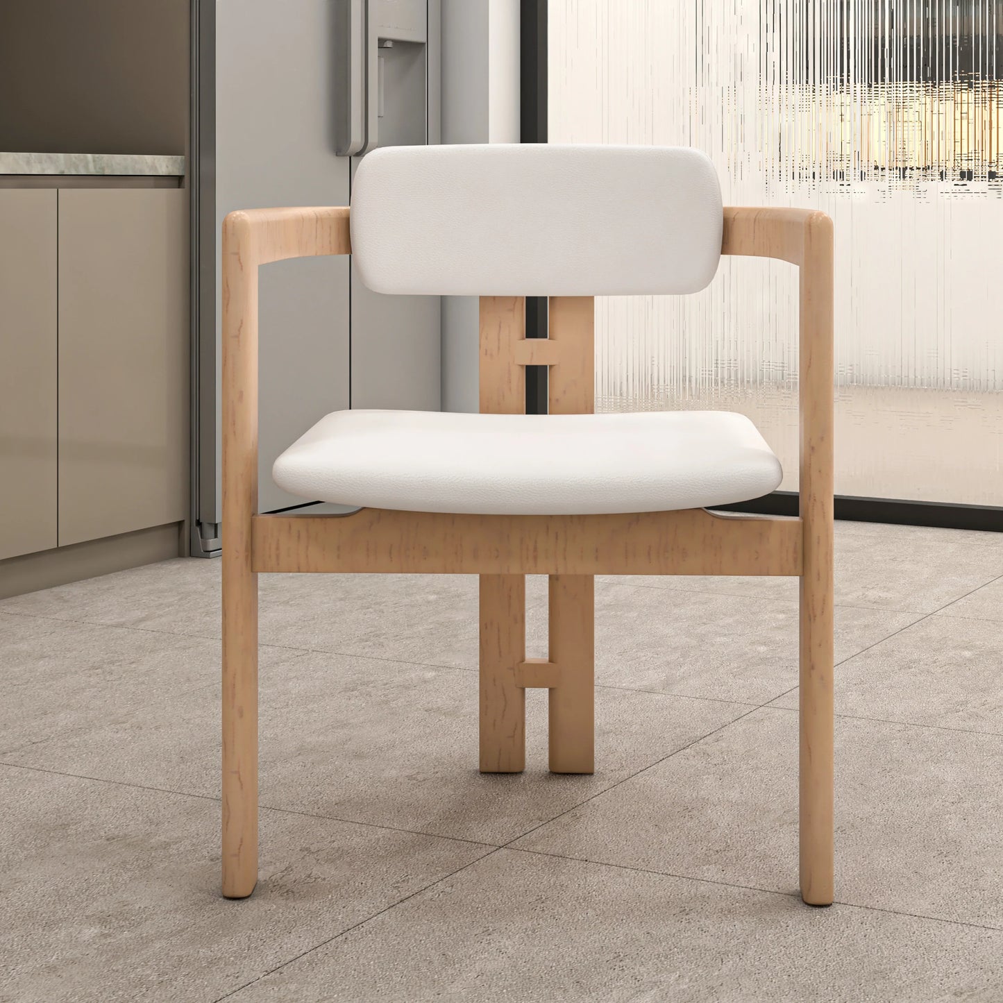 Velo Series Dining Chair with Upholstered Leather and Rubberwood Legs - Elax Furniture