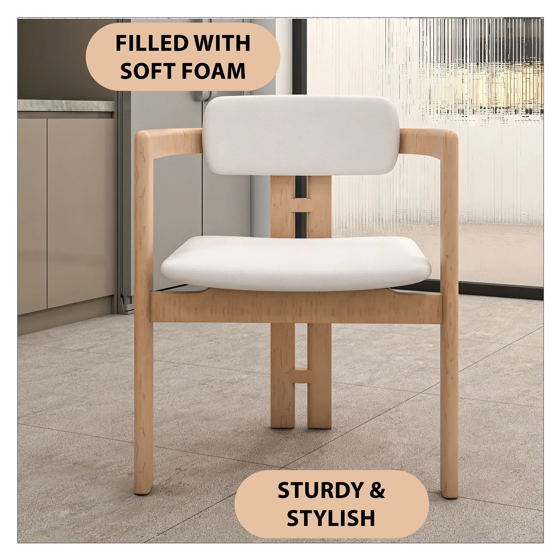 Velo Series Dining Chair with Upholstered Leather and Rubberwood Legs - Elax Furniture