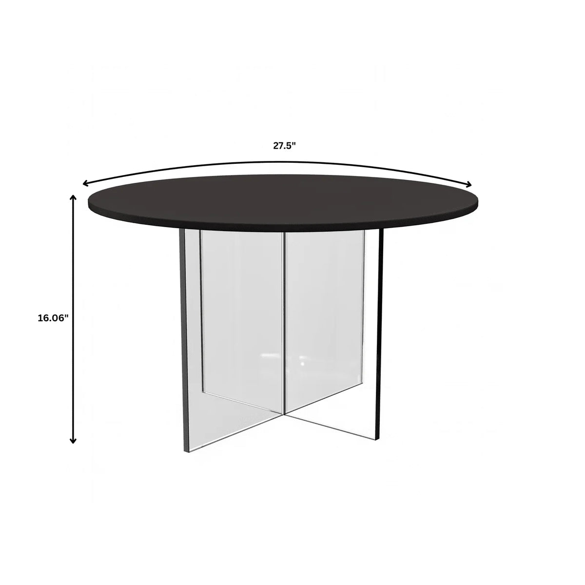 Valore Side Table with Round MDF Tabletop and Sturdy Acrylic Cross Base - Elax Furniture