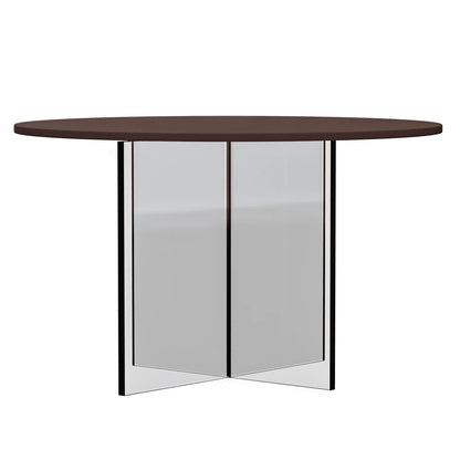 Valore Coffee Table with Round MDF Tabletop and Sturdy Acrylic Cross Base - Elax Furniture