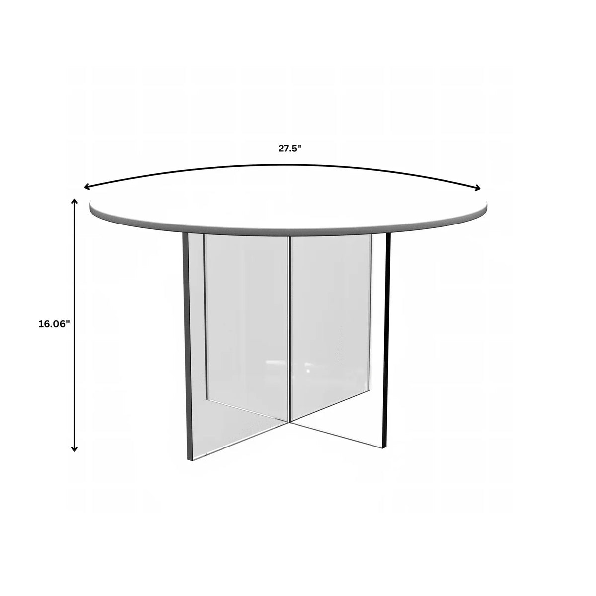 Valore Side Table with Round MDF Tabletop and Sturdy Acrylic Cross Base - Elax Furniture