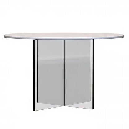 Valore Coffee Table with Round MDF Tabletop and Sturdy Acrylic Cross Base - Elax Furniture