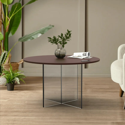 Valore Side Table with Round MDF Tabletop and Sturdy Acrylic Cross Base - Elax Furniture