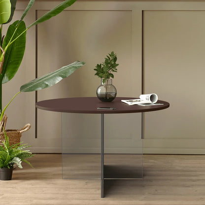 Valore Side Table with Round MDF Tabletop and Sturdy Acrylic Cross Base - Elax Furniture