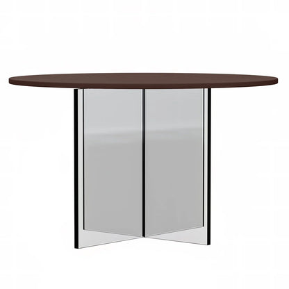 Valore Coffee Table with Round MDF Tabletop and Sturdy Acrylic Cross Base - Elax Furniture