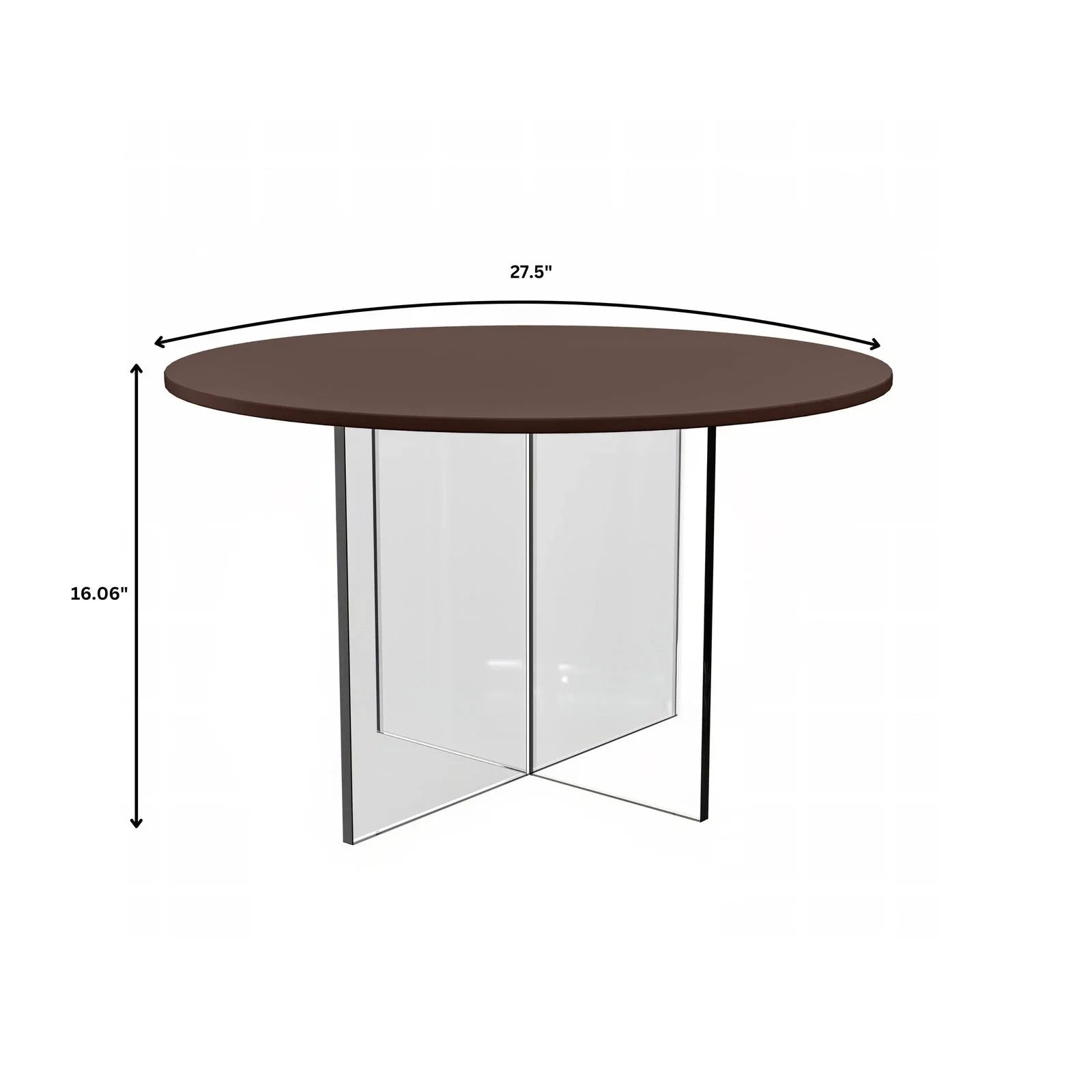 Valore Coffee Table with Round MDF Tabletop and Sturdy Acrylic Cross Base - Elax Furniture