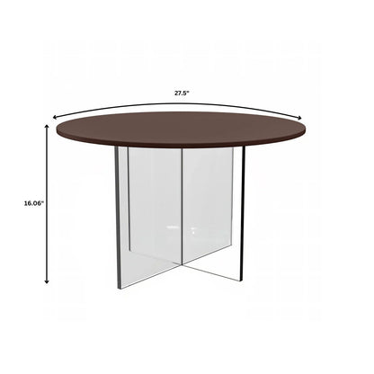 Valore Coffee Table with Round MDF Tabletop and Sturdy Acrylic Cross Base - Elax Furniture