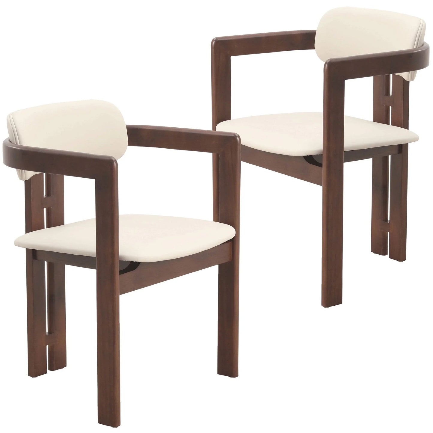 Velo Upholstered Leather Dining Chair with Open Back and Wood Legs Set of 2 - Elax Furniture