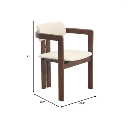 Velo Upholstered Leather Dining Chair with Open Back and Wood Legs Set of 2 - Elax Furniture