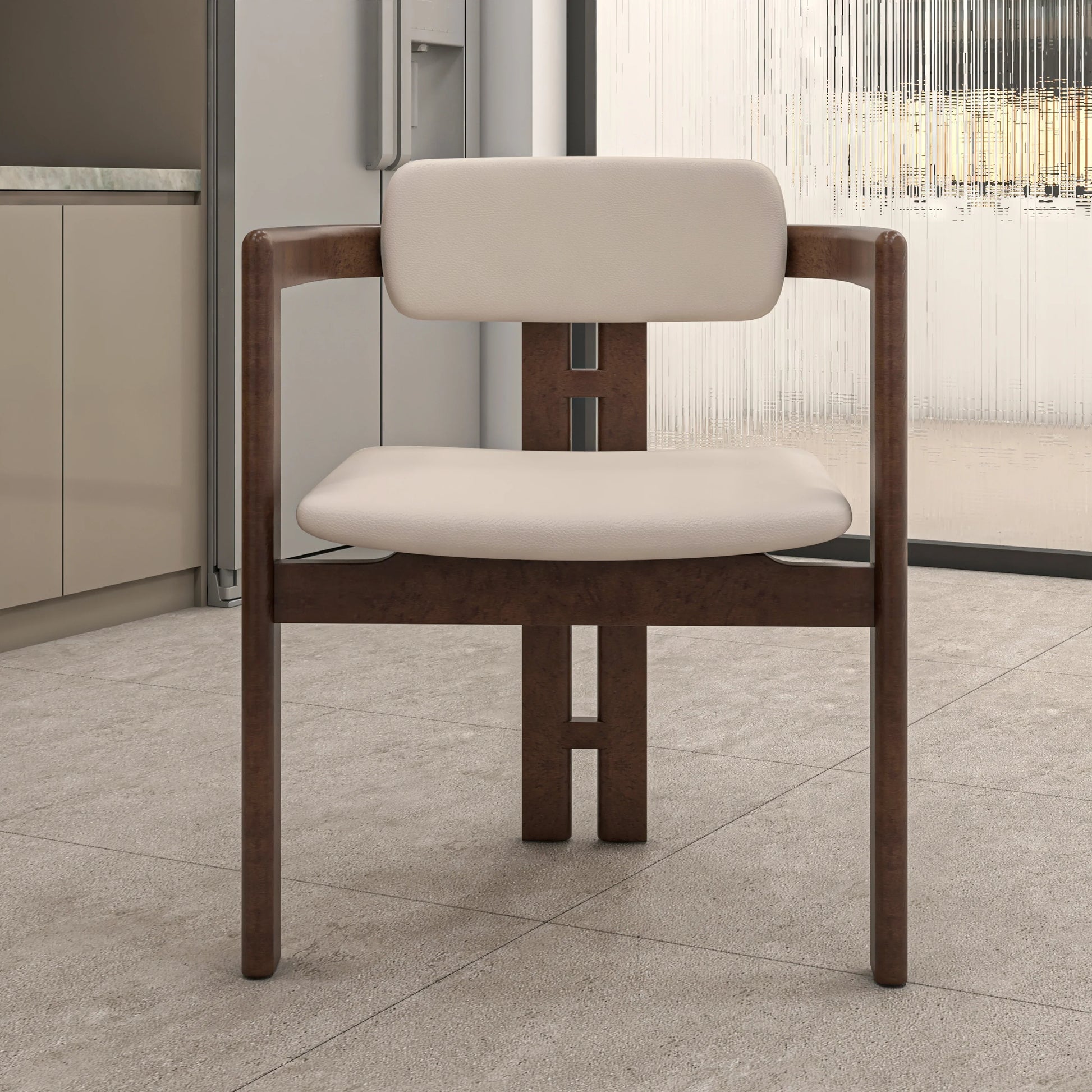 Velo Series Dining Chair with Upholstered Leather and Rubberwood Legs - Elax Furniture