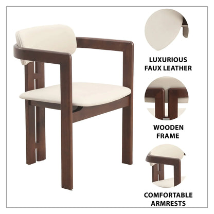 Velo Upholstered Leather Dining Chair with Open Back and Wood Legs Set of 2 - Elax Furniture