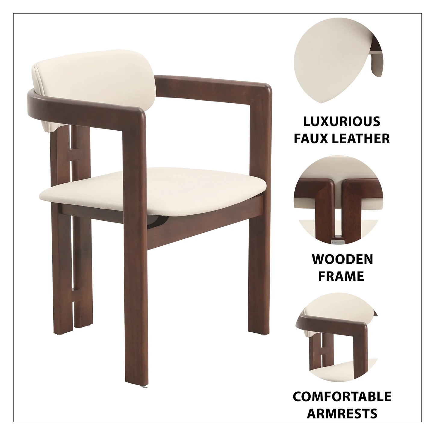 Velo Series Dining Chair with Upholstered Leather and Rubberwood Legs - Elax Furniture