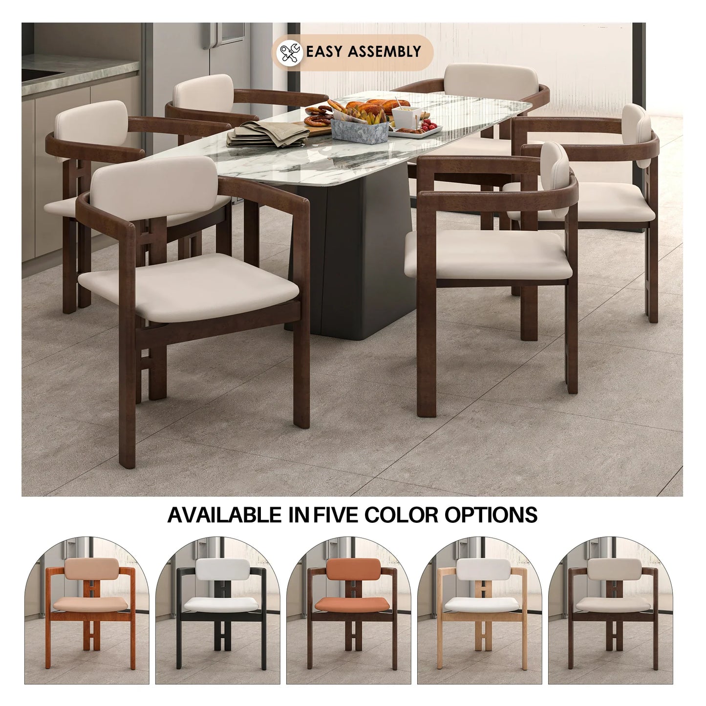 Velo Series Dining Chair with Upholstered Leather and Rubberwood Legs - Elax Furniture