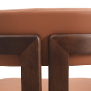 Velo Series Dining Chair with Upholstered Leather and Rubberwood Legs Black Walnut Dark Brown Dining Chair Leisuremod