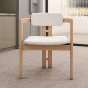 Velo Series Dining Chair with Upholstered Leather and Rubberwood Legs Natural White Dining Chair Leisuremod