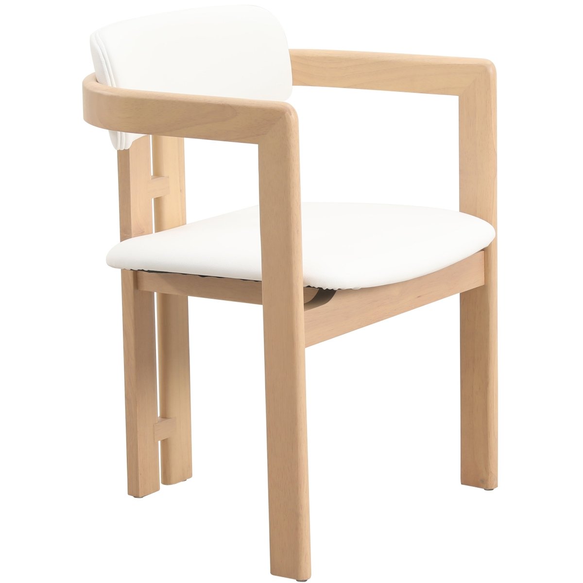 Velo Series Dining Chair with Upholstered Leather and Rubberwood Legs Natural White Dining Chair Leisuremod