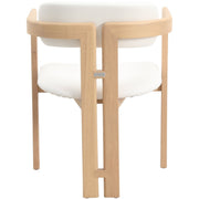 Velo Series Dining Chair with Upholstered Leather and Rubberwood Legs Natural White Dining Chair Leisuremod