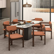 Velo Series Dining Chair with Upholstered Leather and Rubberwood Legs Black Walnut Dark Brown Dining Chair Leisuremod
