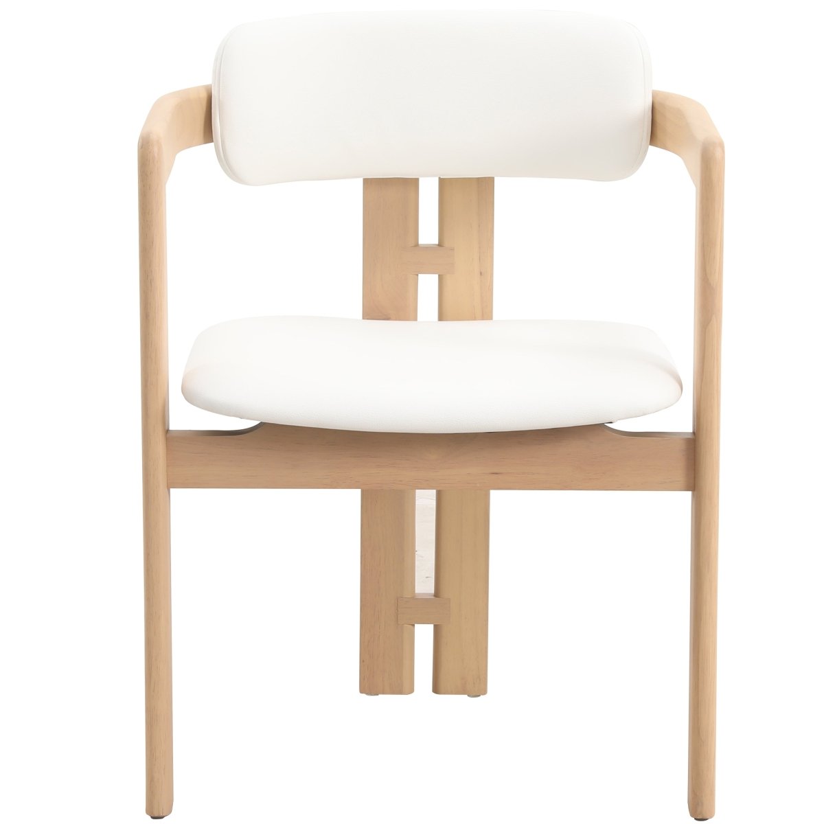 Velo Series Dining Chair with Upholstered Leather and Rubberwood Legs Natural White Dining Chair Leisuremod