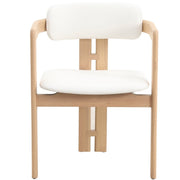 Velo Series Dining Chair with Upholstered Leather and Rubberwood Legs Natural White Dining Chair Leisuremod