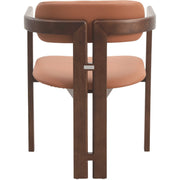 Velo Series Dining Chair with Upholstered Leather and Rubberwood Legs Black Walnut Dark Brown Dining Chair Leisuremod