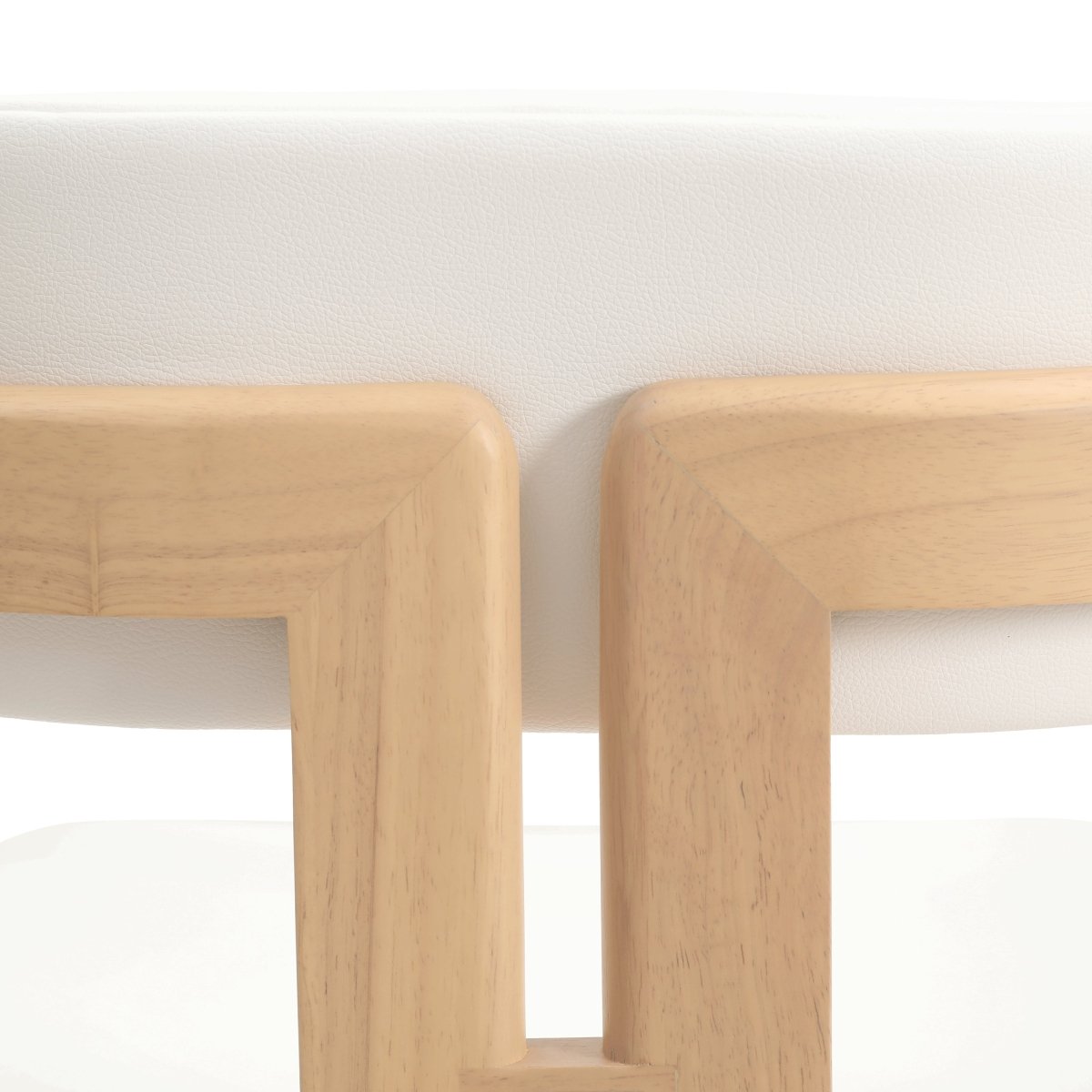 Velo Series Dining Chair with Upholstered Leather and Rubberwood Legs Natural White Dining Chair Leisuremod