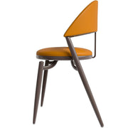 Venice Dining Chair Upholstered Leather in Iron With an Open Curved Back Design Light Brown Dining Chair Leisuremod