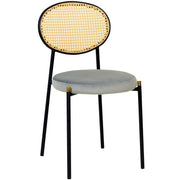 Verve 5-Piece Dining Set with 36" Round Dining Table Black MDF Top and Gold Base with 4 Velvet Dining Chairs in Black Steel Legs - Elax Furniture