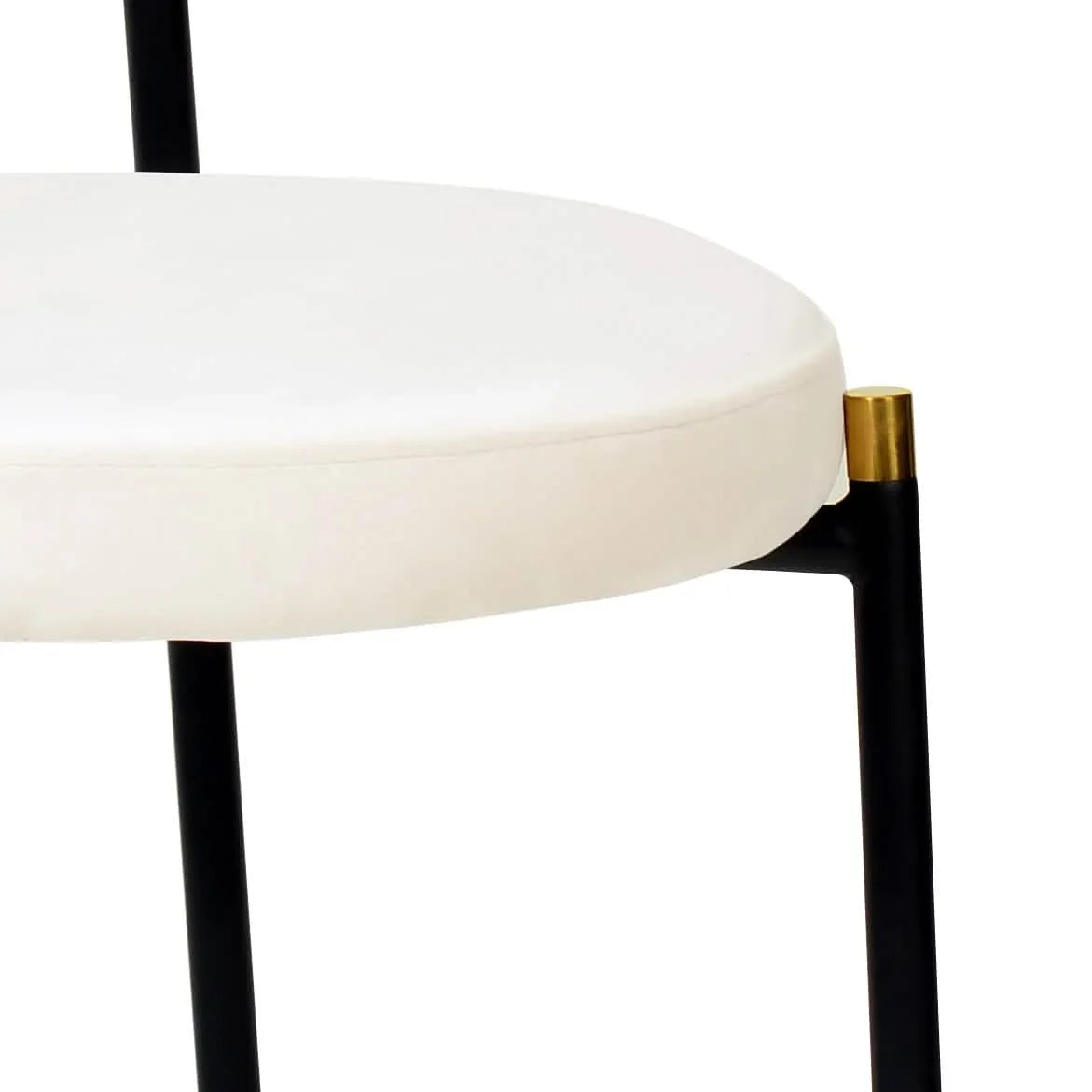 Verve 5-Piece Dining Set with 36" Round Dining Table Black MDF Top and Gold Base with 4 Velvet Dining Chairs in Black Steel Legs - Elax Furniture