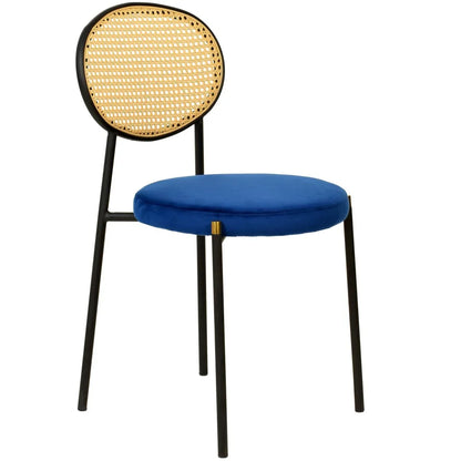 Verve 5-Piece Dining Set with 36" Round Dining Table Black MDF Top and Gold Base with 4 Velvet Dining Chairs in Black Steel Legs - Elax Furniture