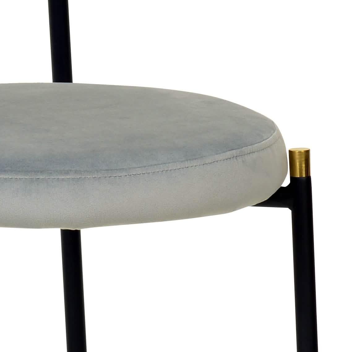 Verve 5-Piece Dining Set with 36" Round Dining Table Black MDF Top and Gold Base with 4 Velvet Dining Chairs in Black Steel Legs - Elax Furniture