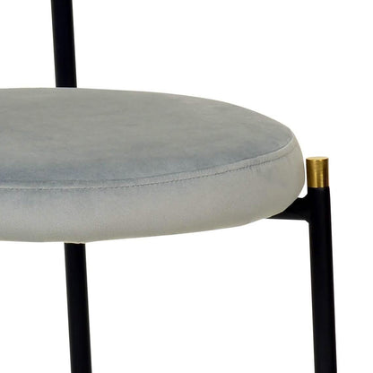 Verve 5-Piece Dining Set with 36" Round Dining Table Black MDF Top and Gold Base with 4 Velvet Dining Chairs in Black Steel Legs - Elax Furniture