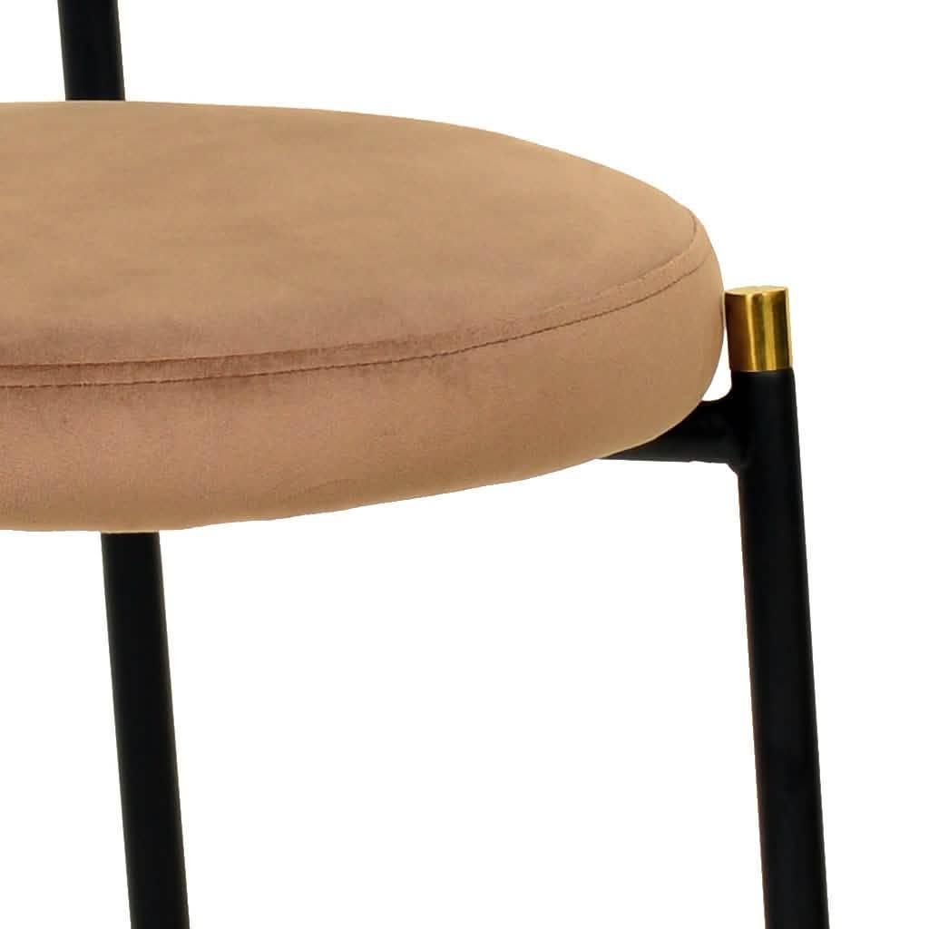 Verve 5-Piece Dining Set with 36" Round Dining Table Black MDF Top and Gold Base with 4 Velvet Dining Chairs in Black Steel Legs - Elax Furniture