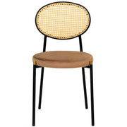 Verve 5-Piece Dining Set with 36" Round Dining Table Black MDF Top and Gold Base with 4 Velvet Dining Chairs in Black Steel Legs - Elax Furniture