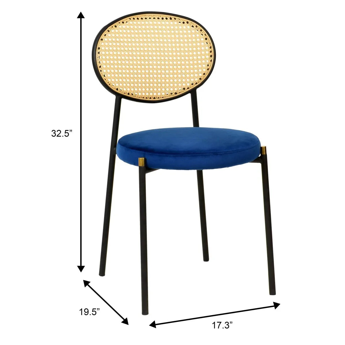 Verve 5-Piece Dining Set with 36" Round Dining Table Black MDF Top and Gold Base with 4 Velvet Dining Chairs in Black Steel Legs - Elax Furniture