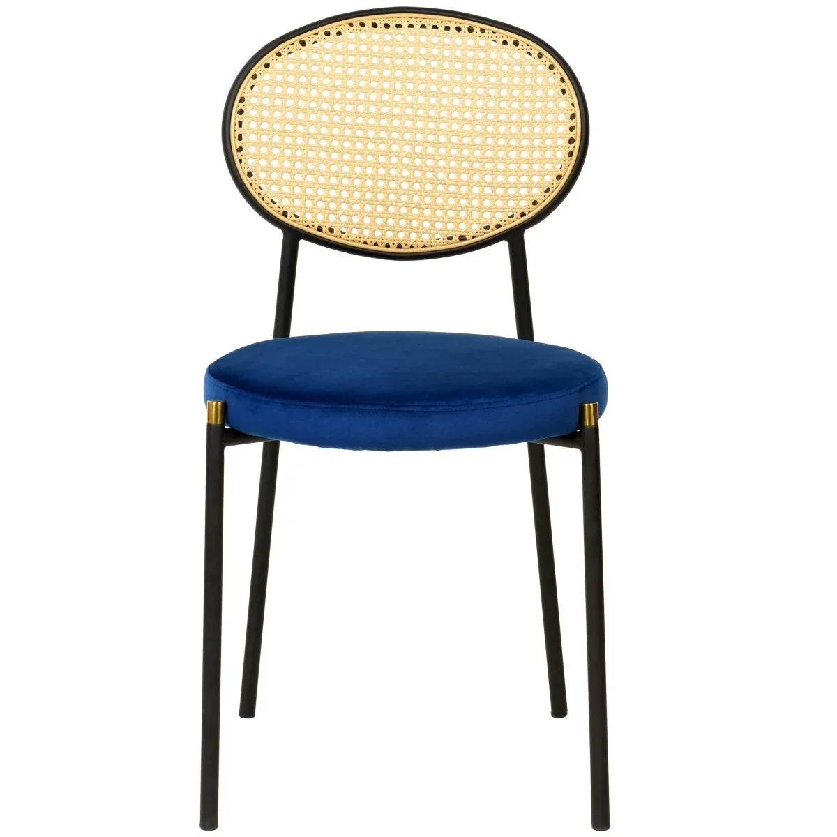 Verve 5-Piece Dining Set with 36" Round Dining Table Black MDF Top and Gold Base with 4 Velvet Dining Chairs in Black Steel Legs - Elax Furniture