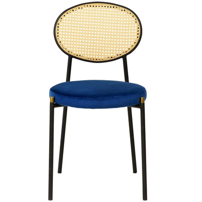 Verve 5-Piece Dining Set with 36" Round Dining Table Black MDF Top and Gold Base with 4 Velvet Dining Chairs in Black Steel Legs - Elax Furniture