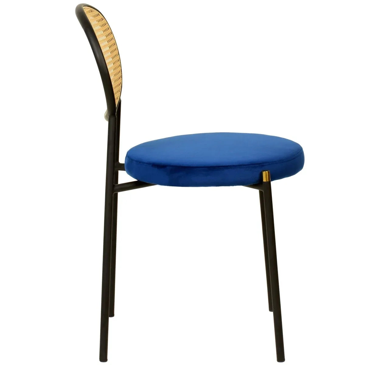 Verve 5-Piece Dining Set with 36" Round Dining Table Black MDF Top and Gold Base with 4 Velvet Dining Chairs in Black Steel Legs - Elax Furniture