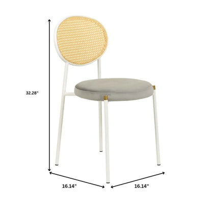 Verve 5-Piece Dining Set with 36" Round Dining Table Black MDF Top and Gold Base with 4 Velvet Dining Chairs in White Steel Legs - Elax Furniture
