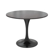 Verve 5-Piece Dining Set with 36" Round Dining Table Black Sintered Stone Top and Black Pedestal with 4 Velvet Dining Chairs in White Steel Legs - Elax Furniture