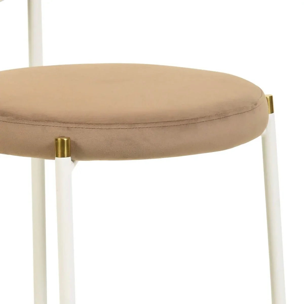 Verve 5-Piece Dining Set with 36" Round Dining Table Black Sintered Stone Top and Black Pedestal with 4 Velvet Dining Chairs in White Steel Legs - Elax Furniture