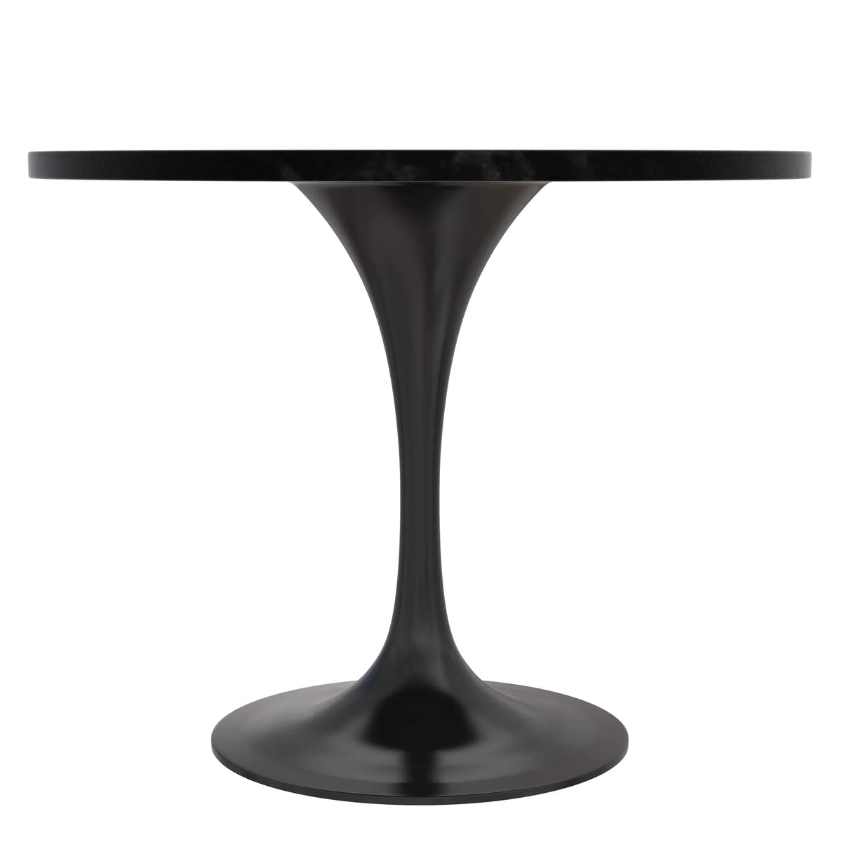 Verve 5-Piece Dining Set with 36" Round Dining Table in Black MDF Top and 4 Dining Chairs Upholstered in Velvet/Leather - Elax Furniture
