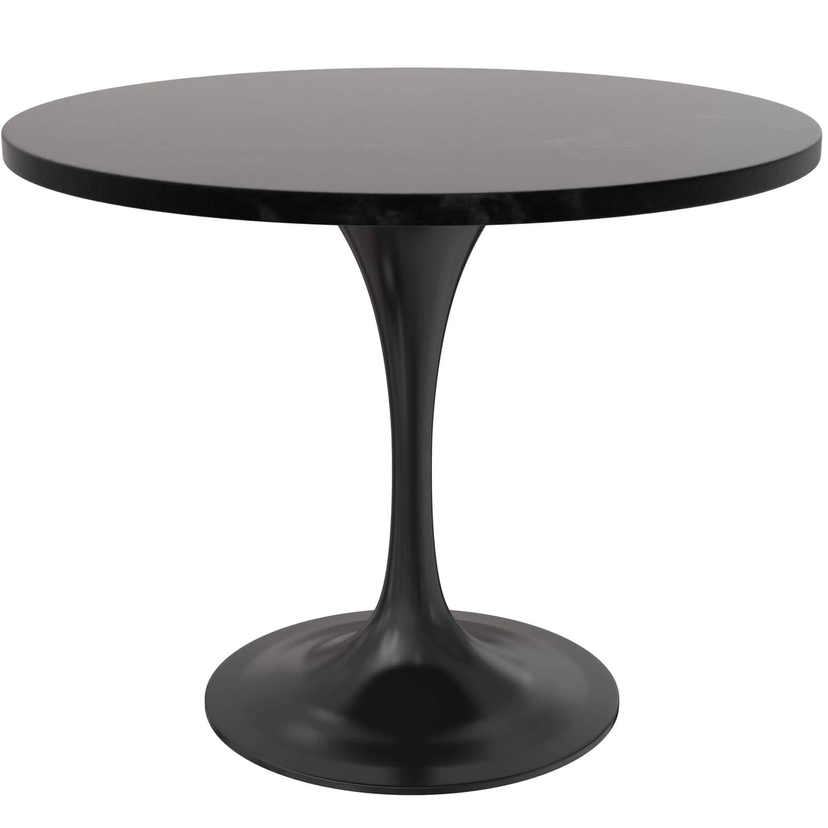 Verve 5-Piece Dining Set with 36" Round Dining Table in Black MDF Top and 4 Dining Chairs Upholstered in Velvet/Leather - Elax Furniture