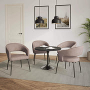 Verve 5-Piece Dining Set with 36" Round Dining Table in Black MDF Top and 4 Dining Chairs Upholstered in Velvet/Leather - Elax Furniture