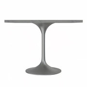 Verve Collection 24"Square Dining Table, Black/White/Brushed Gold Base with MDF Top 36 Inch Silver Marbled White Resin Dining Table Leisuremod