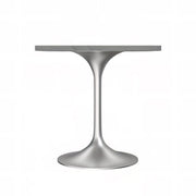 Verve Collection 24"Square Dining Table, Black/White/Brushed Gold Base with MDF Top 27 Inch Silver Marbled White Resin Dining Table Leisuremod