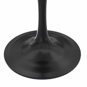 Verve Collection 24"Square Dining Table, Black/White/Brushed Gold Base with MDF Top 27 Inch Black Marbled White Resin Dining Table Leisuremod